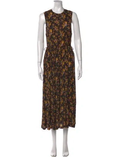 Pre-owned Ulla Johnson Floral Print Midi Length Dress In Black