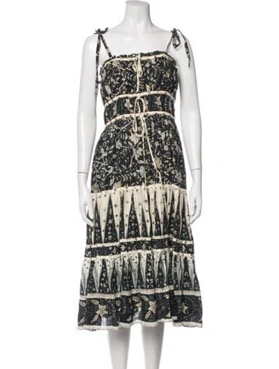 Pre-owned Ulla Johnson Floral Print Midi Length Dress In Black