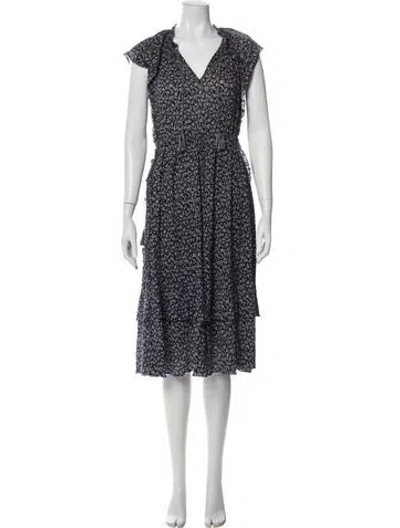 Pre-owned Ulla Johnson Floral Print Midi Length Dress In Blue