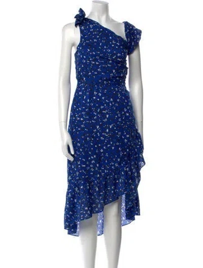 Pre-owned Ulla Johnson Floral Print Midi Length Dress In Blue