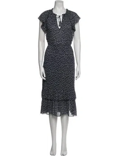 Pre-owned Ulla Johnson Floral Print Midi Length Dress In Blue