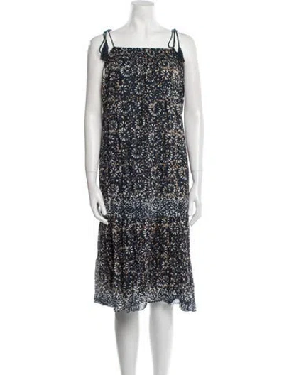 Pre-owned Ulla Johnson Floral Print Midi Length Dress In Blue