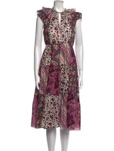 Pre-owned Ulla Johnson Floral Print Midi Length Dress In Blue