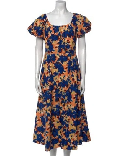 Pre-owned Ulla Johnson Floral Print Midi Length Dress In Blue