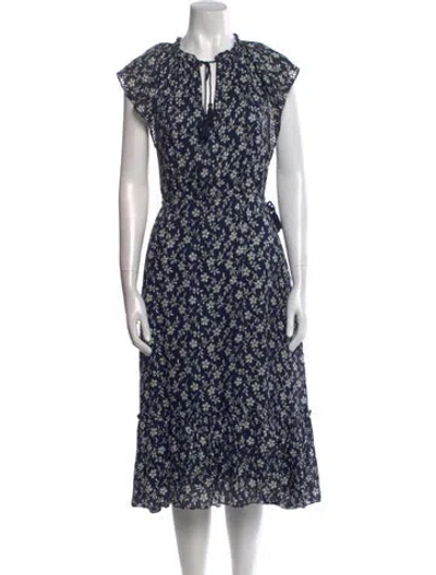 Pre-owned Ulla Johnson Floral Print Midi Length Dress In Blue