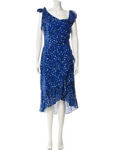 Pre-owned Ulla Johnson Floral Print Midi Length Dress In Blue