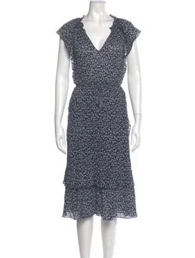 Pre-owned Ulla Johnson Floral Print Midi Length Dress In Blue