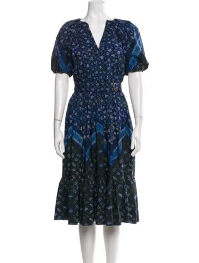 Pre-owned Ulla Johnson Floral Print Midi Length Dress In Blue