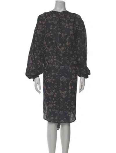 Pre-owned Ulla Johnson Floral Print Midi Length Dress In Blue