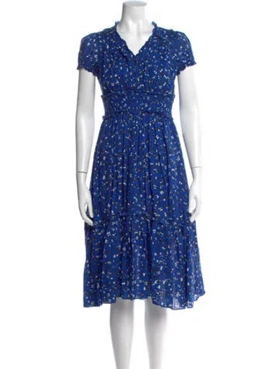Pre-owned Ulla Johnson Floral Print Midi Length Dress In Blue