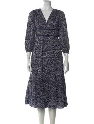 Pre-owned Ulla Johnson Floral Print Midi Length Dress In Blue