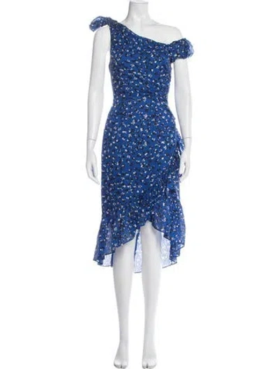 Pre-owned Ulla Johnson Floral Print Midi Length Dress In Blue