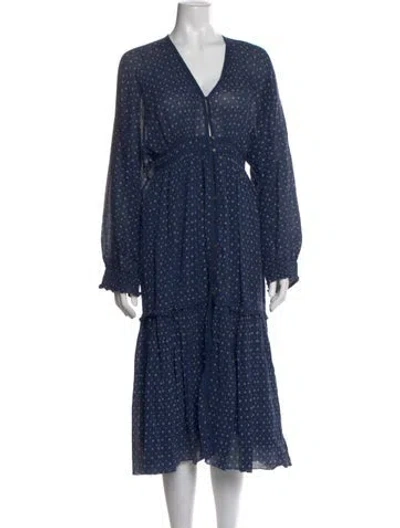 Pre-owned Ulla Johnson Floral Print Midi Length Dress In Blue