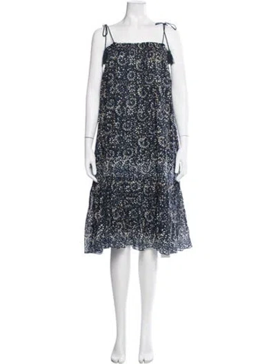 Pre-owned Ulla Johnson Floral Print Midi Length Dress In Blue
