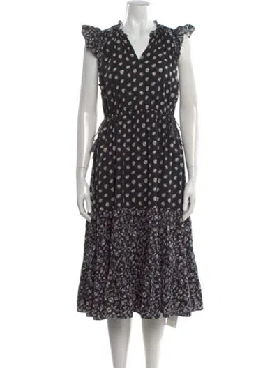 Pre-owned Ulla Johnson Floral Print Midi Length Dress In Blue