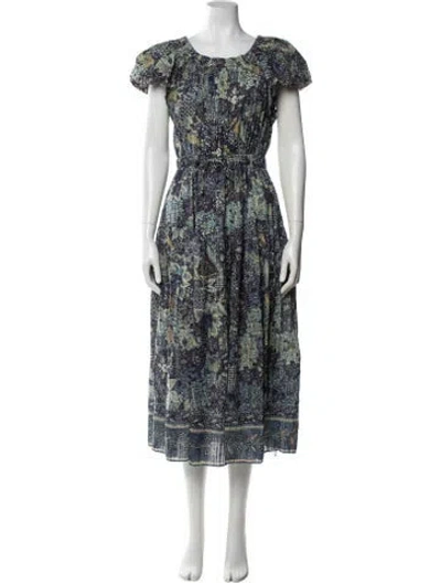 Pre-owned Ulla Johnson Floral Print Midi Length Dress In Blue