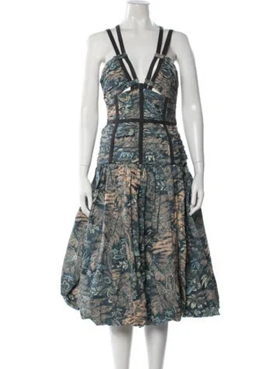 Pre-owned Ulla Johnson Floral Print Midi Length Dress In Blue