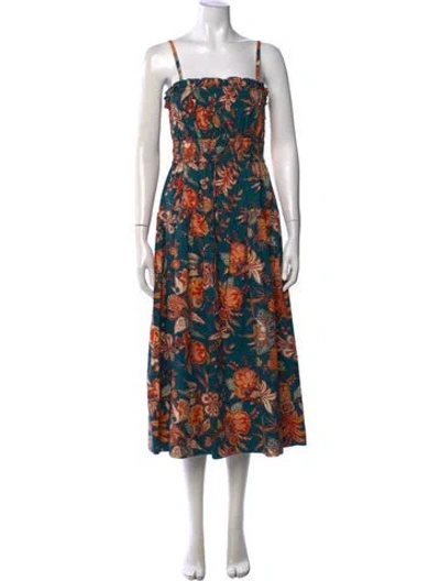 Pre-owned Ulla Johnson Floral Print Midi Length Dress In Blue