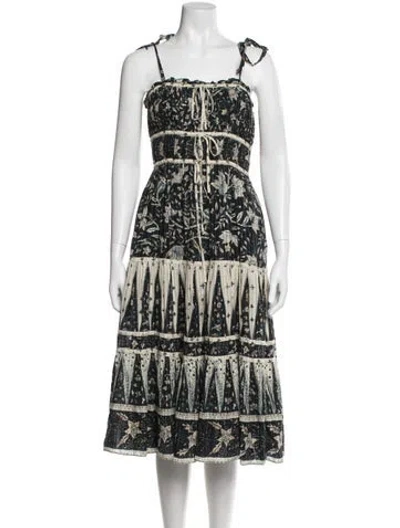 Pre-owned Ulla Johnson Floral Print Midi Length Dress In Blue