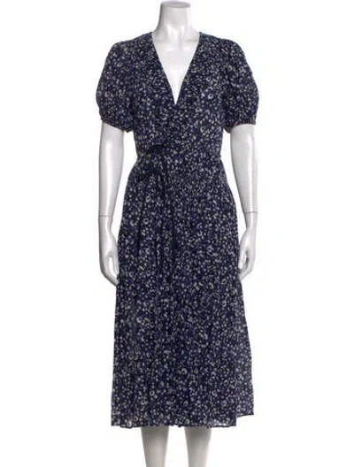 Pre-owned Ulla Johnson Floral Print Midi Length Dress In Blue