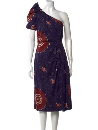 Pre-owned Ulla Johnson Floral Print Midi Length Dress In Blue