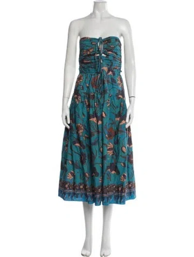 Pre-owned Ulla Johnson Floral Print Midi Length Dress In Blue