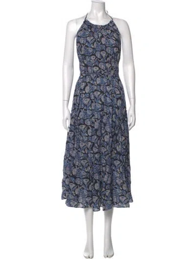Pre-owned Ulla Johnson Floral Print Midi Length Dress In Blue