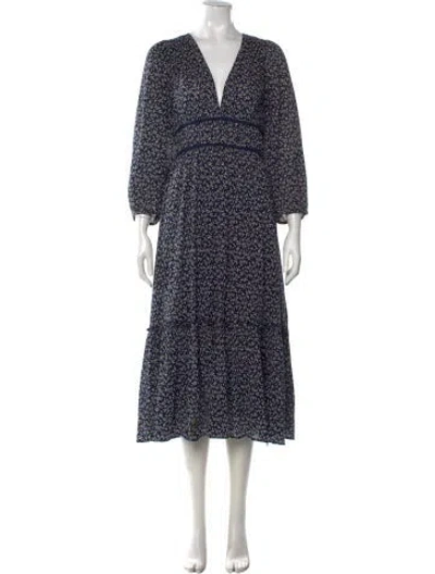 Pre-owned Ulla Johnson Floral Print Midi Length Dress In Blue