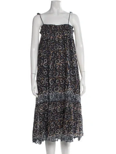 Pre-owned Ulla Johnson Floral Print Midi Length Dress In Blue