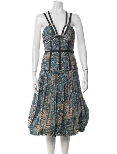 Pre-owned Ulla Johnson Floral Print Midi Length Dress In Blue