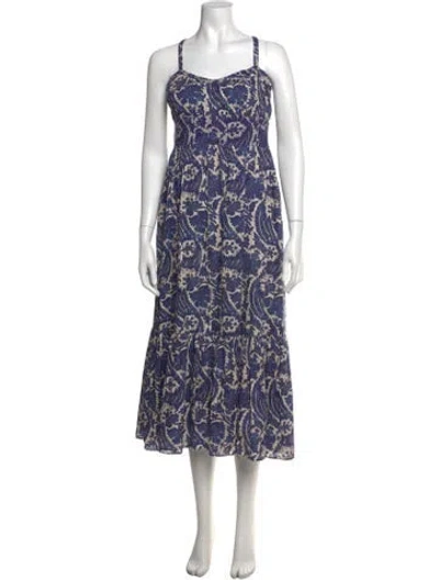 Pre-owned Ulla Johnson Floral Print Midi Length Dress In Blue