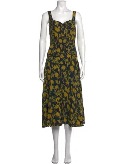 Pre-owned Ulla Johnson Floral Print Midi Length Dress In Blue