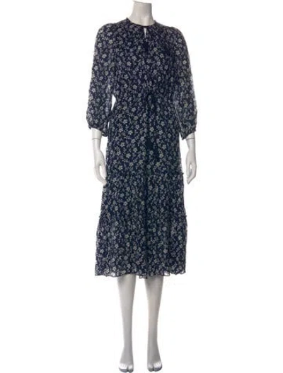Pre-owned Ulla Johnson Floral Print Midi Length Dress In Blue