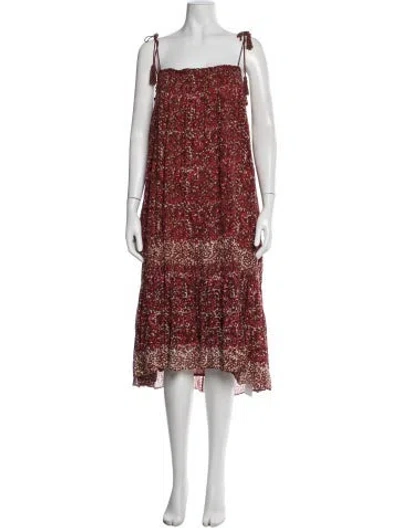 Pre-owned Ulla Johnson Floral Print Midi Length Dress In Brown