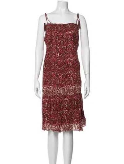 Pre-owned Ulla Johnson Floral Print Midi Length Dress In Brown