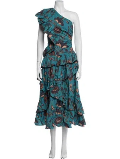 Pre-owned Ulla Johnson Floral Print Midi Length Dress In Brown