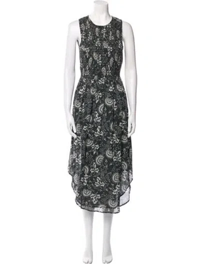 Pre-owned Ulla Johnson Floral Print Midi Length Dress In Gray