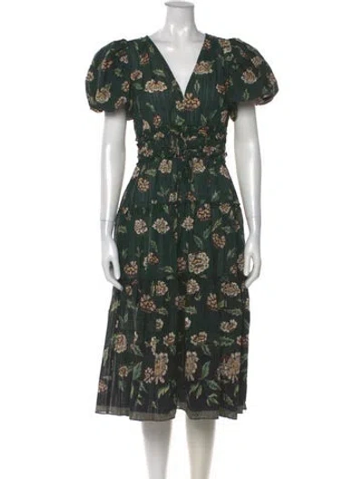 Pre-owned Ulla Johnson Floral Print Midi Length Dress In Multi