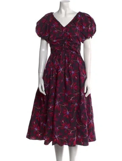 Pre-owned Ulla Johnson Floral Print Midi Length Dress In Multi