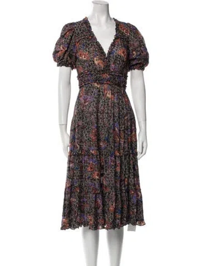 Pre-owned Ulla Johnson Floral Print Midi Length Dress In Multi
