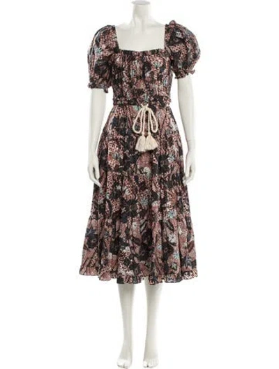 Pre-owned Ulla Johnson Floral Print Midi Length Dress In Multi