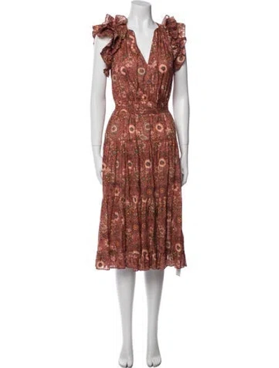 Pre-owned Ulla Johnson Floral Print Midi Length Dress In Multi