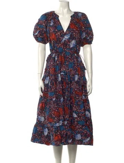 Pre-owned Ulla Johnson Floral Print Midi Length Dress In Multi