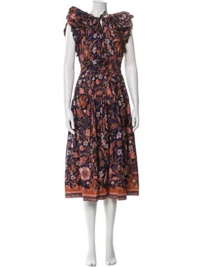 Pre-owned Ulla Johnson Floral Print Midi Length Dress In Multi