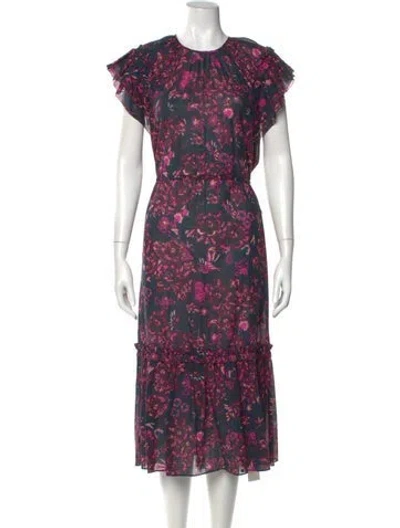 Pre-owned Ulla Johnson Floral Print Midi Length Dress In Multi