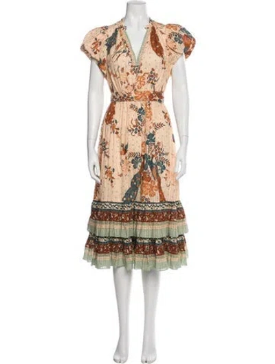 Pre-owned Ulla Johnson Floral Print Midi Length Dress In Multi