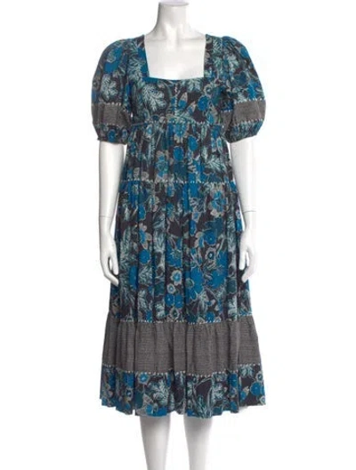 Pre-owned Ulla Johnson Floral Print Midi Length Dress In Multi