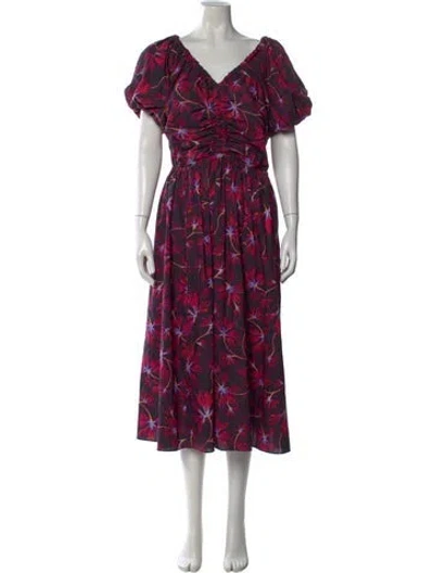 Pre-owned Ulla Johnson Floral Print Midi Length Dress In Multi