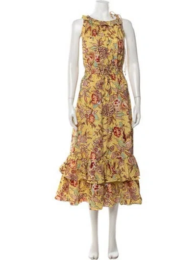 Pre-owned Ulla Johnson Floral Print Midi Length Dress In Multi