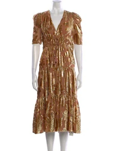 Pre-owned Ulla Johnson Floral Print Midi Length Dress In Multi